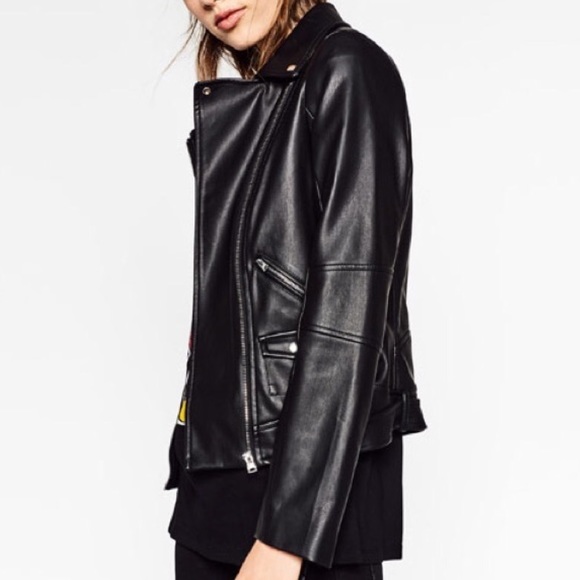 ZARA BLACK VEGAN LEATHER JACKET BRAND NEW WITH TAGS - Picture 3 of 4